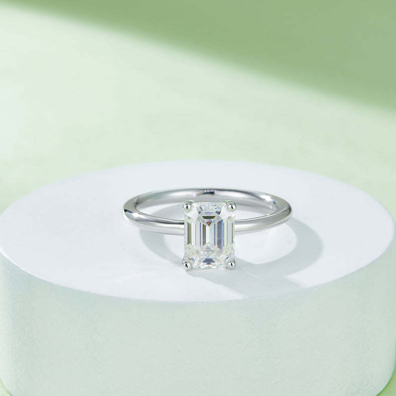 Octagonal Moissanite Set With Top-quality Moissanite Luxury And Fashionable Light Luxury Jewelry Silver Ring S925 Silver Electroplated With Platinum