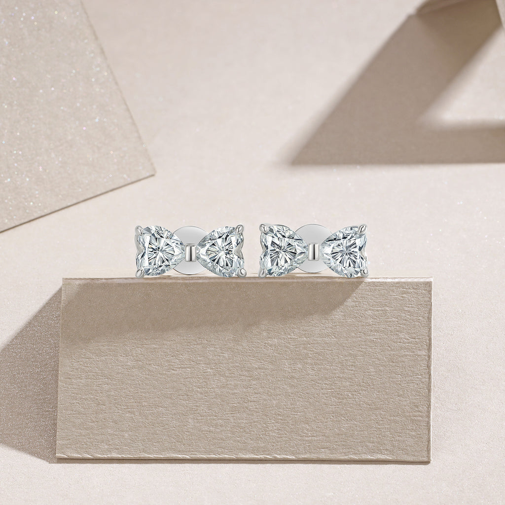 Heart-shaped Moissanite Set With Top-quality Moissanite Luxury And Fashionable Light Luxury Jewelry Silver Stud Earrings S925 Silver-plated Platinum