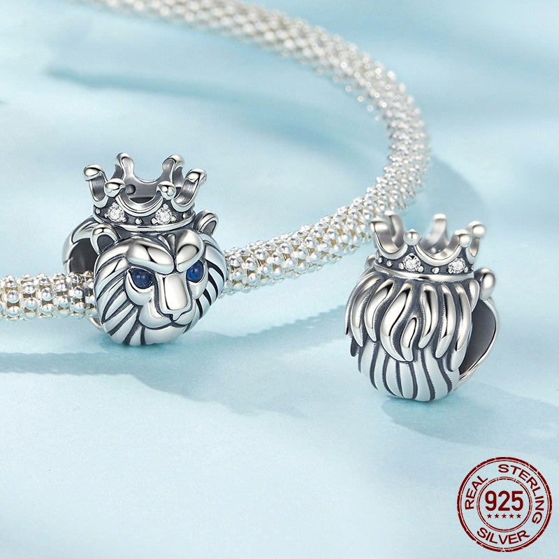 S925 Sterling Silver Lion Crown Bead Accessories