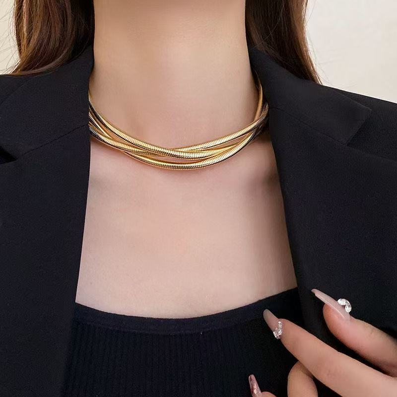 European And American-style Personalized Multi-layer Elastic Snake-chain Twist Necklace