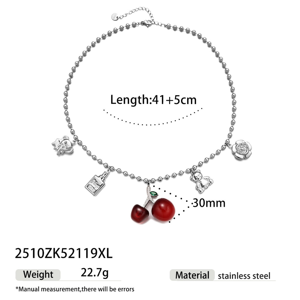 Fashionable And Exquisite Cherry Elephant Bear Flower Pendant