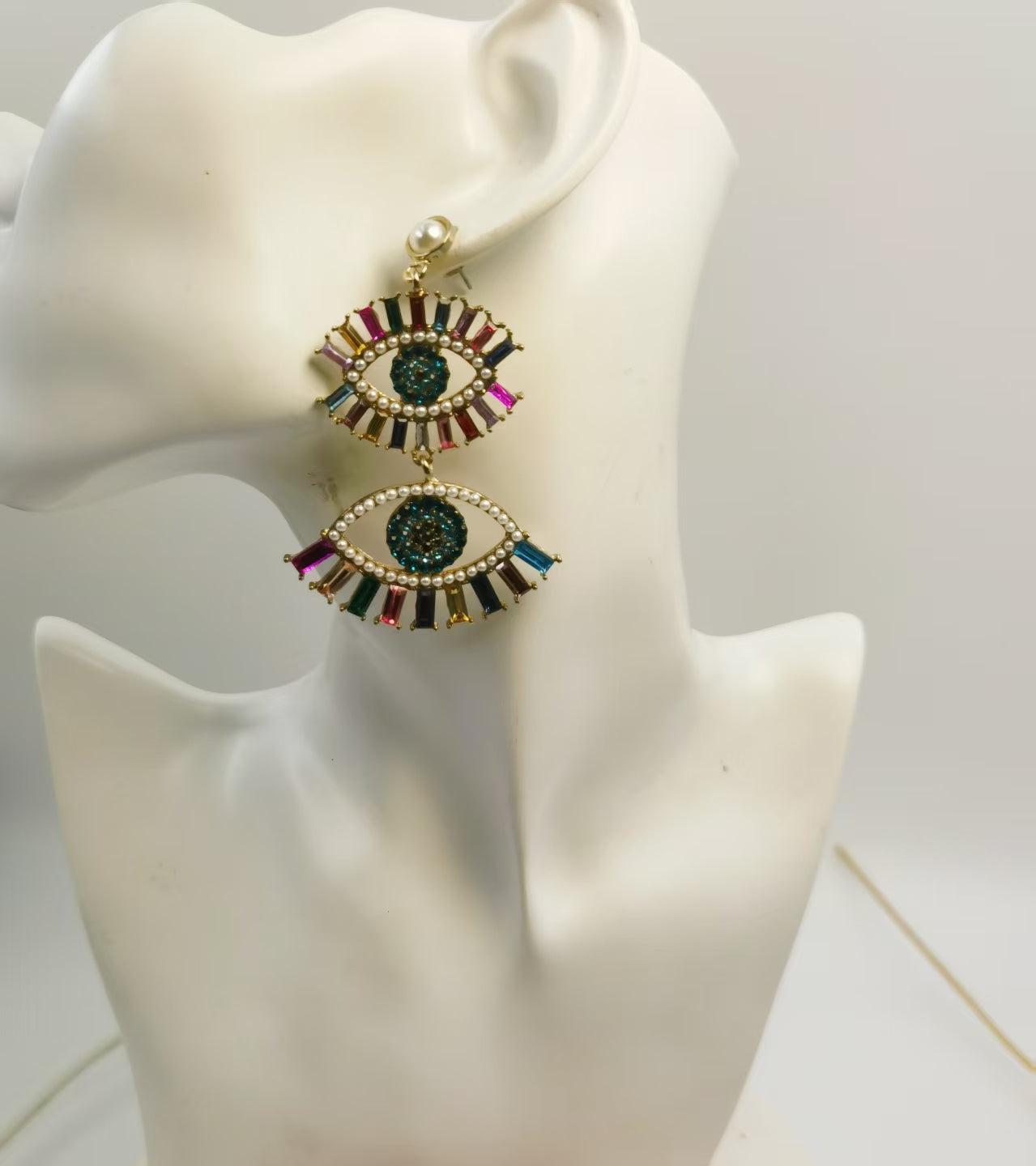 Divine Eye Gold-Tone Drop Earrings With Cubic Zirconia
