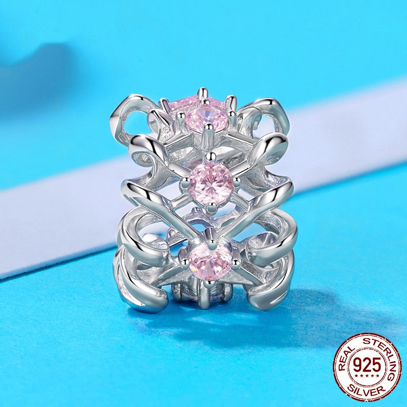 S925 Sterling Silver Bow Spacer Beads Diy Bracelet String Beads