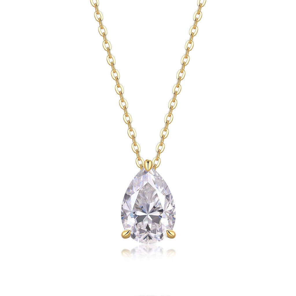 Under The Moon - A Fashionable And Trendy Necklace Pendant Set With Pear-shaped Top-quality Moissanite S925 In Silver And Gold-plated. It Can Be Tested With A Diamond Pen