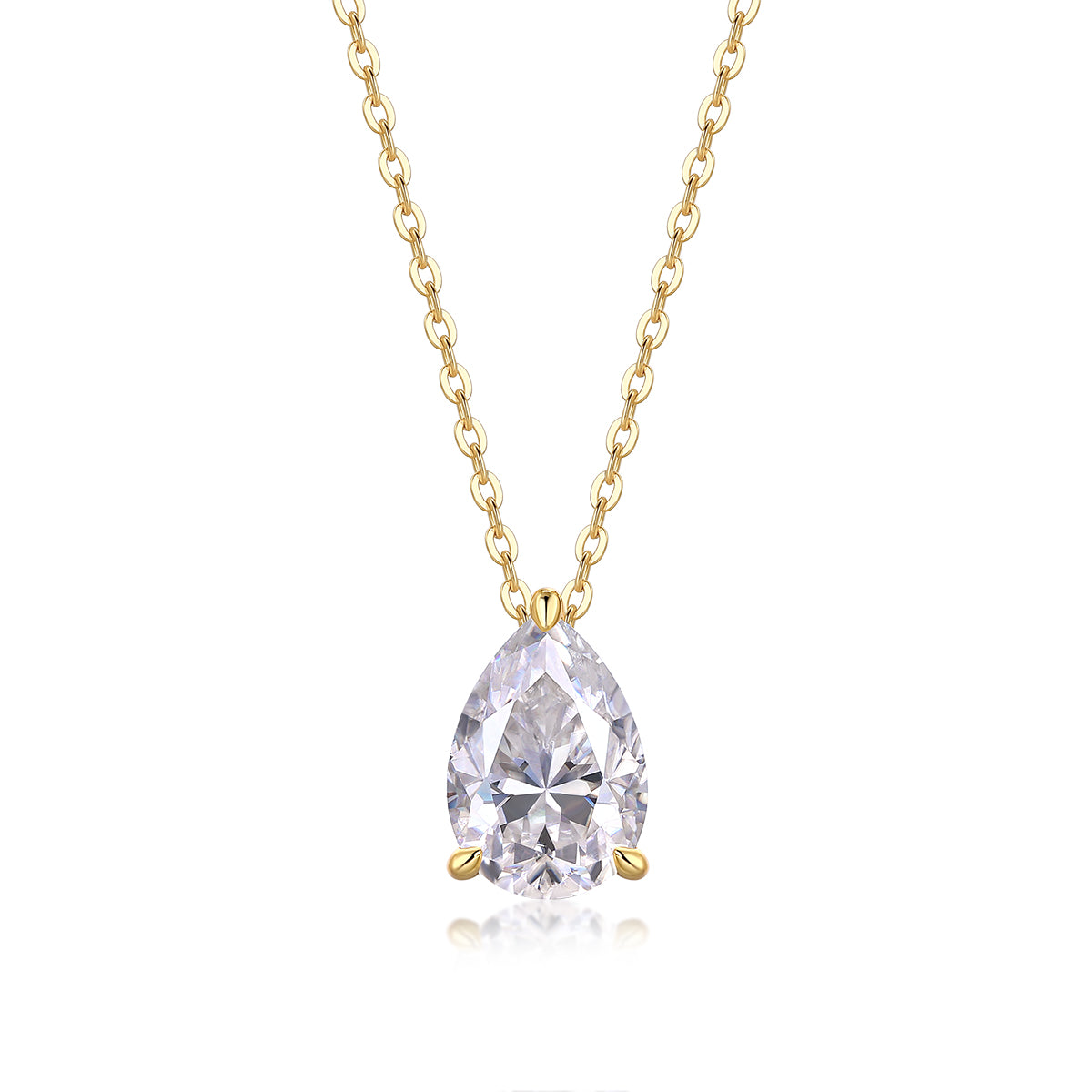 Under The Moon - A Fashionable And Trendy Necklace Pendant Set With Pear-shaped Top-quality Moissanite S925 In Silver And Gold-plated. It Can Be Tested With A Diamond Pen