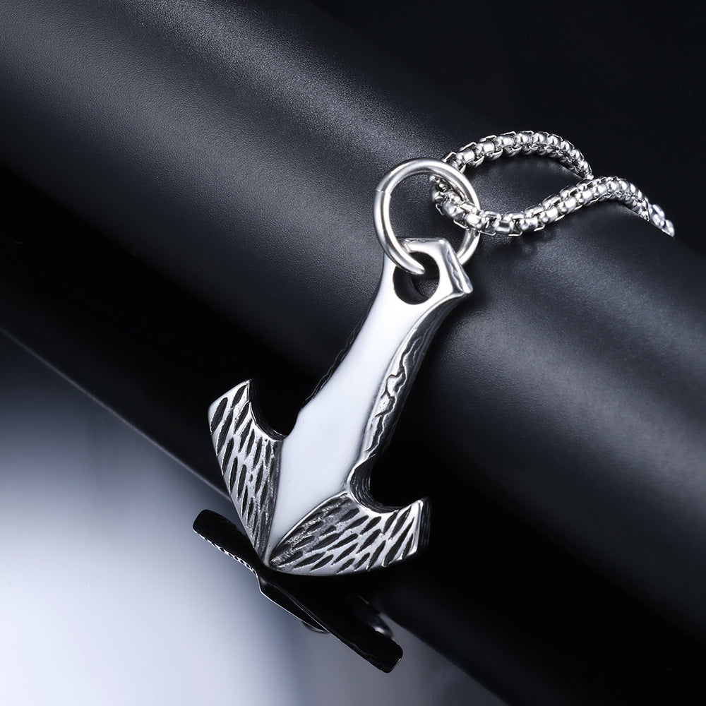 Retro-style Minimalist Anchor-shaped Titanium Steel Pendant Retro And Minimalist