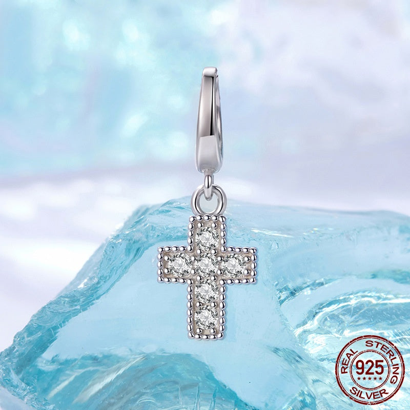 Shining Cross Pendant S925 Sterling Silver Beads