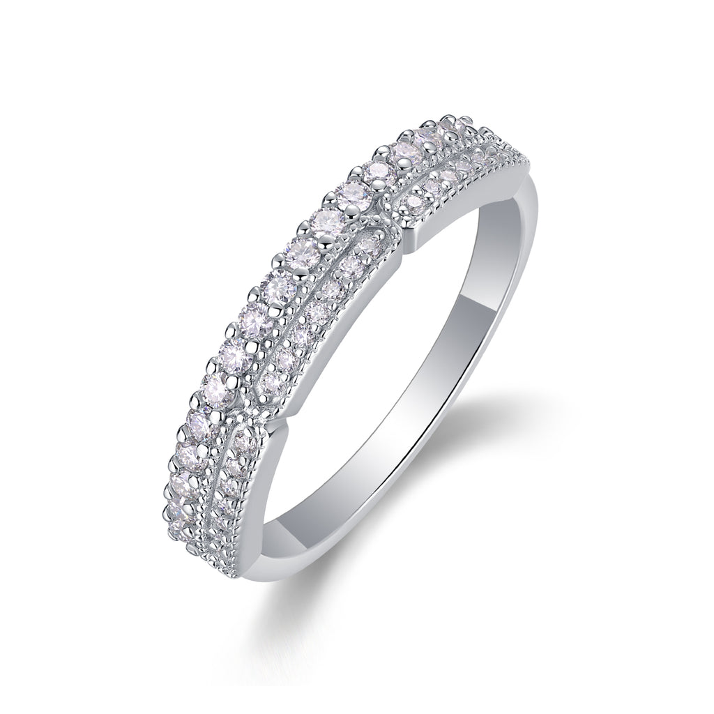 Deep Sea Secret Realm - A Wedding Ring Set With Top-quality Moissanite S925 Silver And Platinum-plated Diamond Can Be Tested With A Diamond Pen