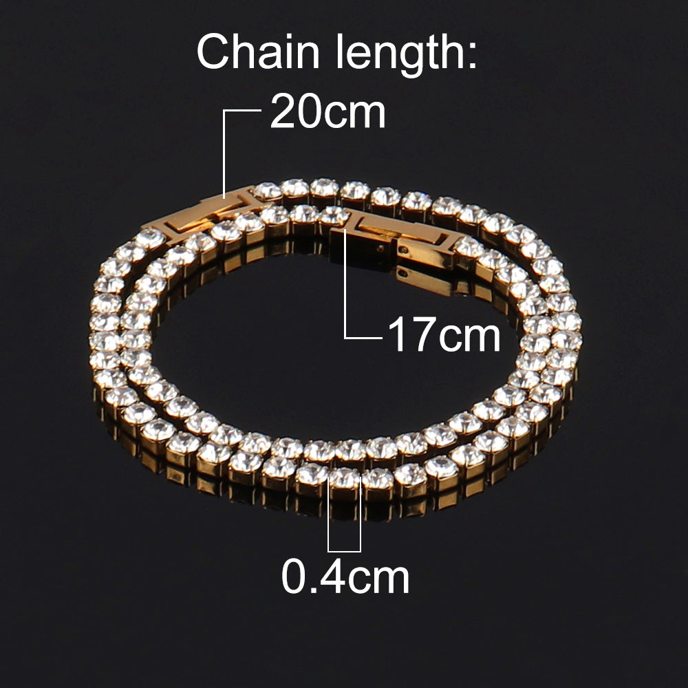 Stainless Steel 4mm Zircon Tennis Bracelet In Multiple Colors