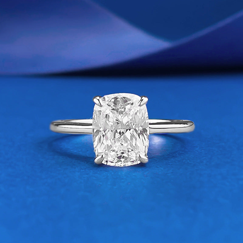 S925 Silver 7x9mm Square Ring For Women Everyday Classic Style