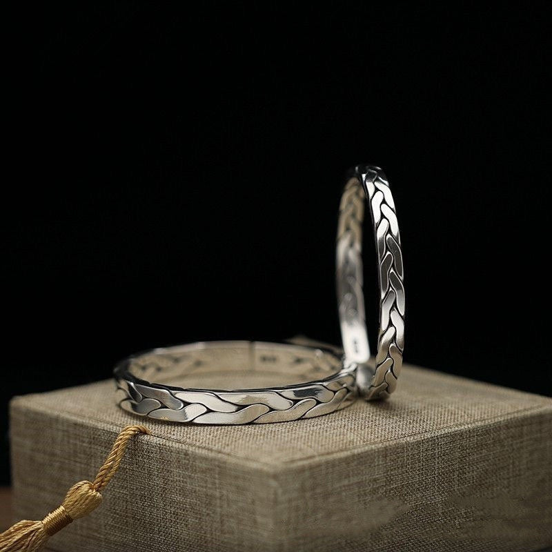 Silver-plated Double-strand Braided Couples Bracelet