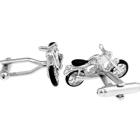 French  Motorcycle Black Paint Cufflinks