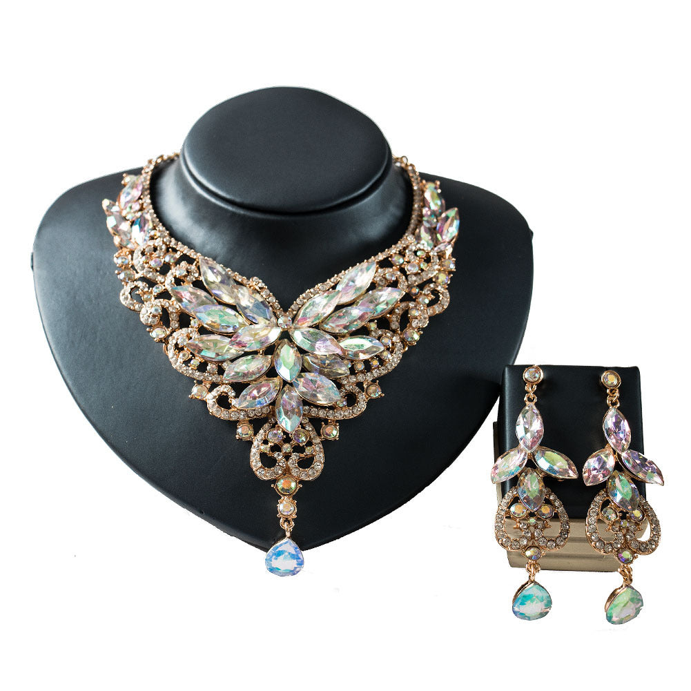 Speed selling explosion, African, European and American color exaggerated bride necklace earrings set of alloy manufacturers