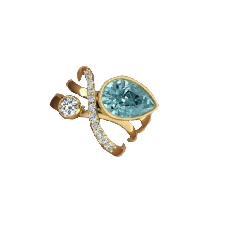 Fashionable Teardrop-shaped Pear-shaped Swing-arm Ring