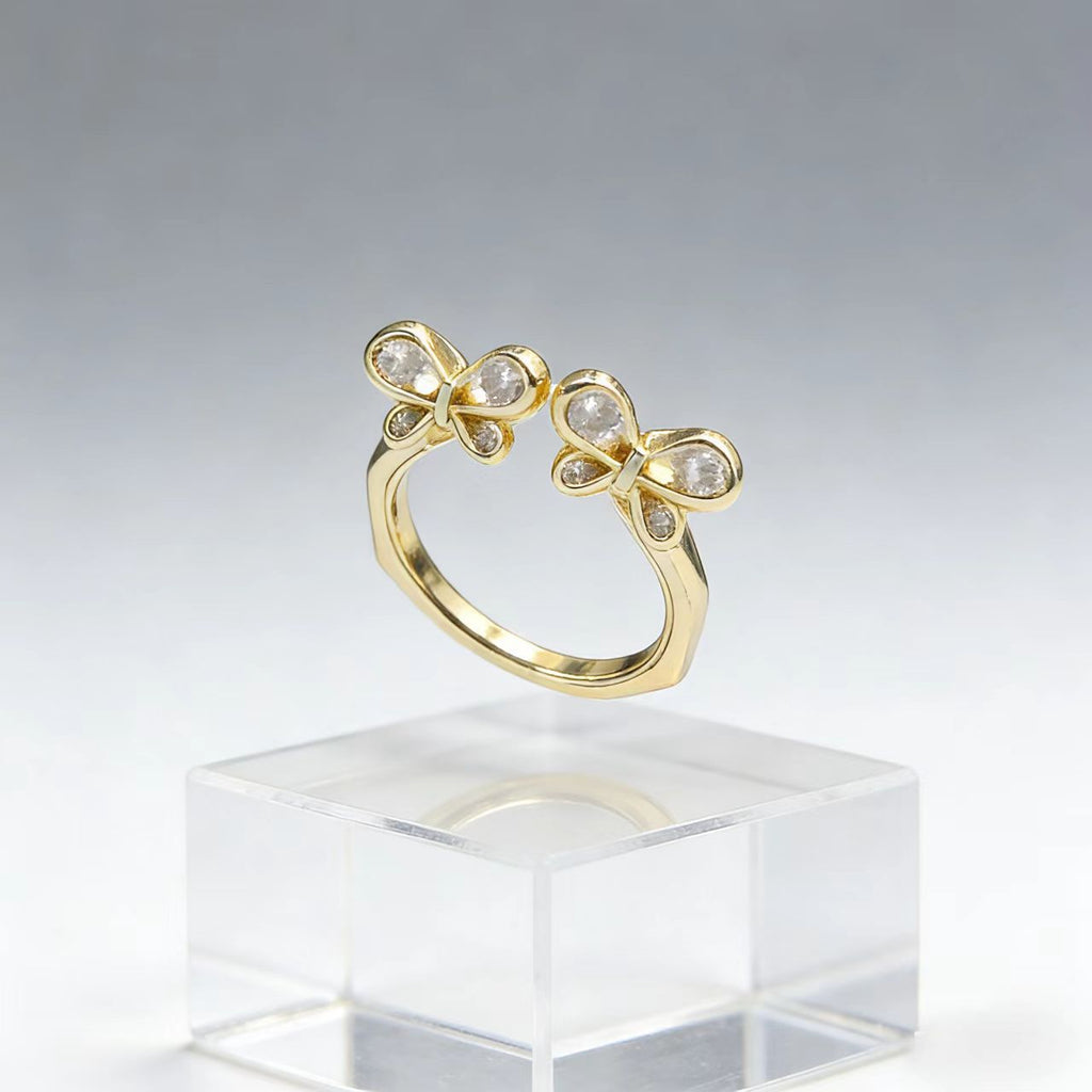 Bow-Knot Womens Micro-Pave Diamond Commuter Ring