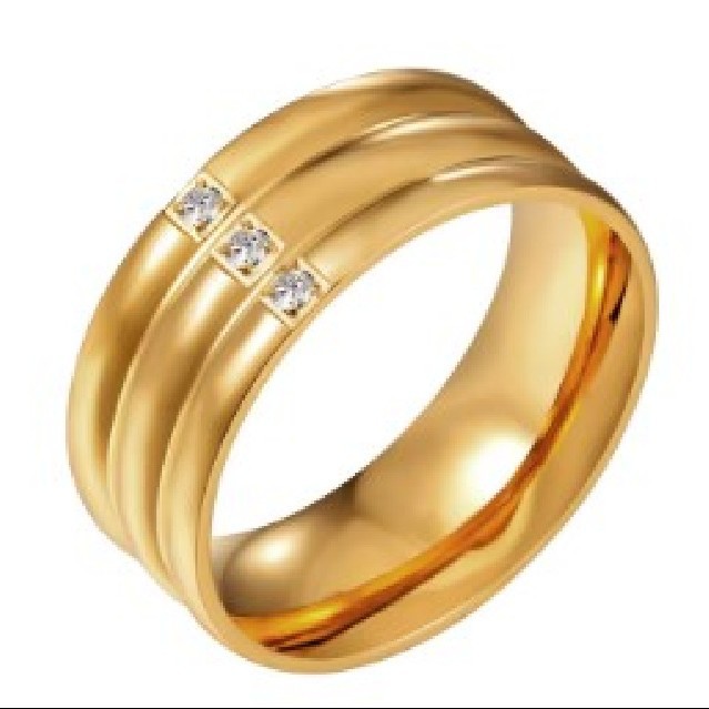 Micro-pave Three-zirconia Expertly Crafted Titanium Steel Ring