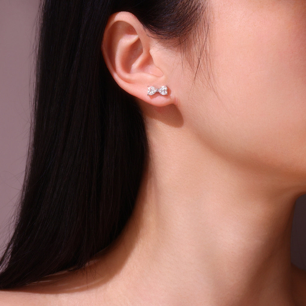 Heart-shaped Moissanite Set With Top-quality Moissanite Luxury And Fashionable Light Luxury Jewelry Silver Stud Earrings S925 Silver-plated Platinum