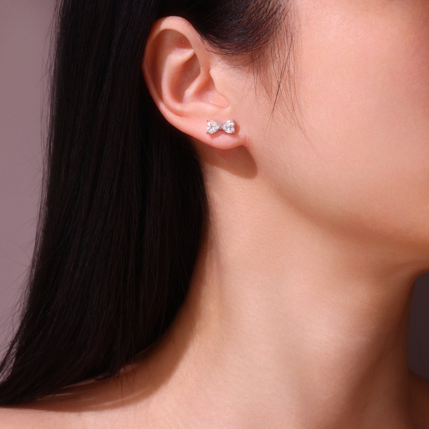 Heart-shaped Moissanite Set With Top-quality Moissanite Luxury And Fashionable Light Luxury Jewelry Silver Stud Earrings S925 Silver-plated Platinum