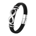 European And American-style Woven Stainless Steel Leather Bracelet