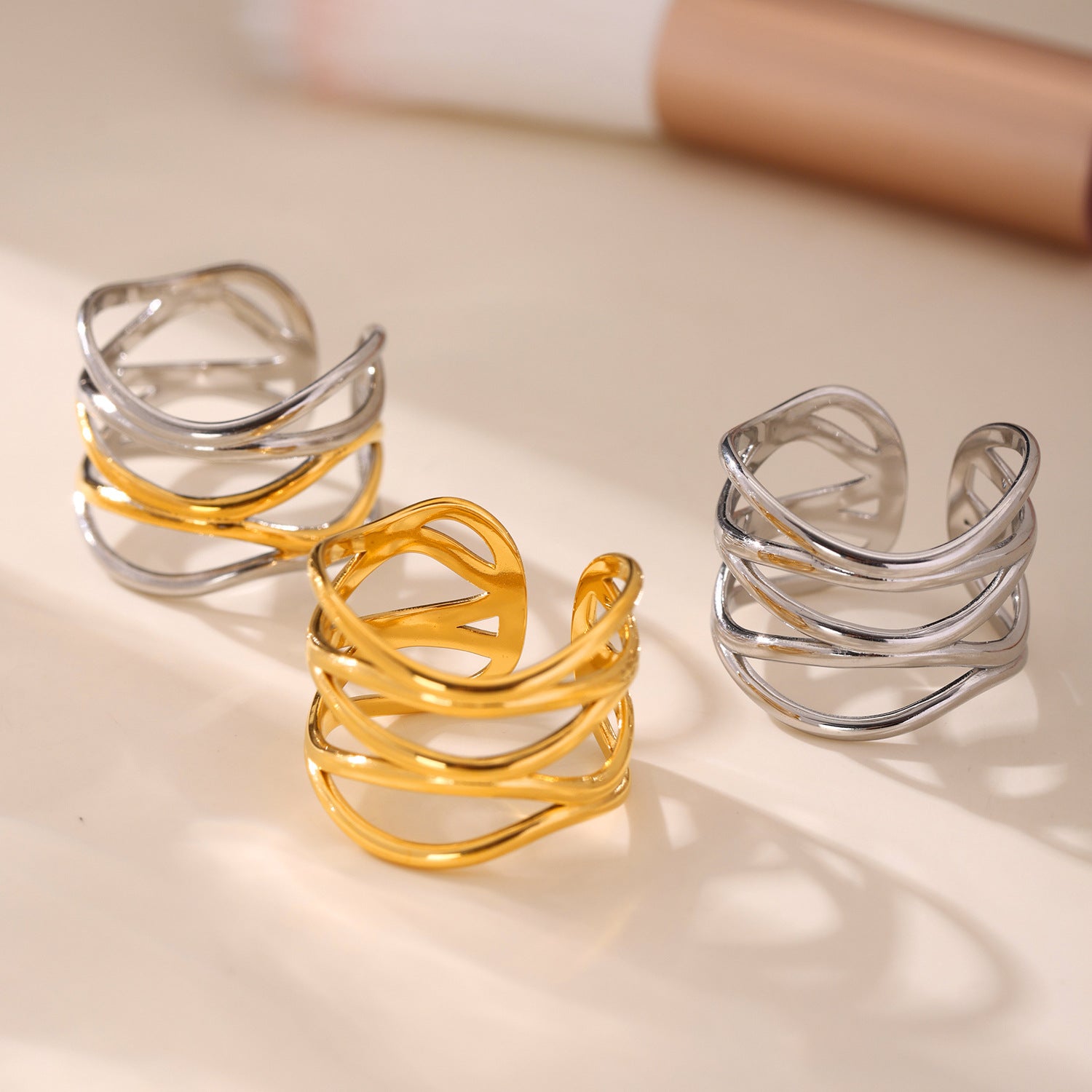 Creative Multi-layer Cross-color Ring For Women