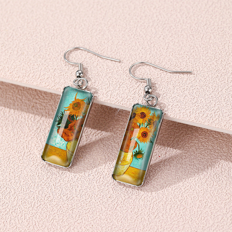 Womens Starry Night Time Gem Glass Earrings