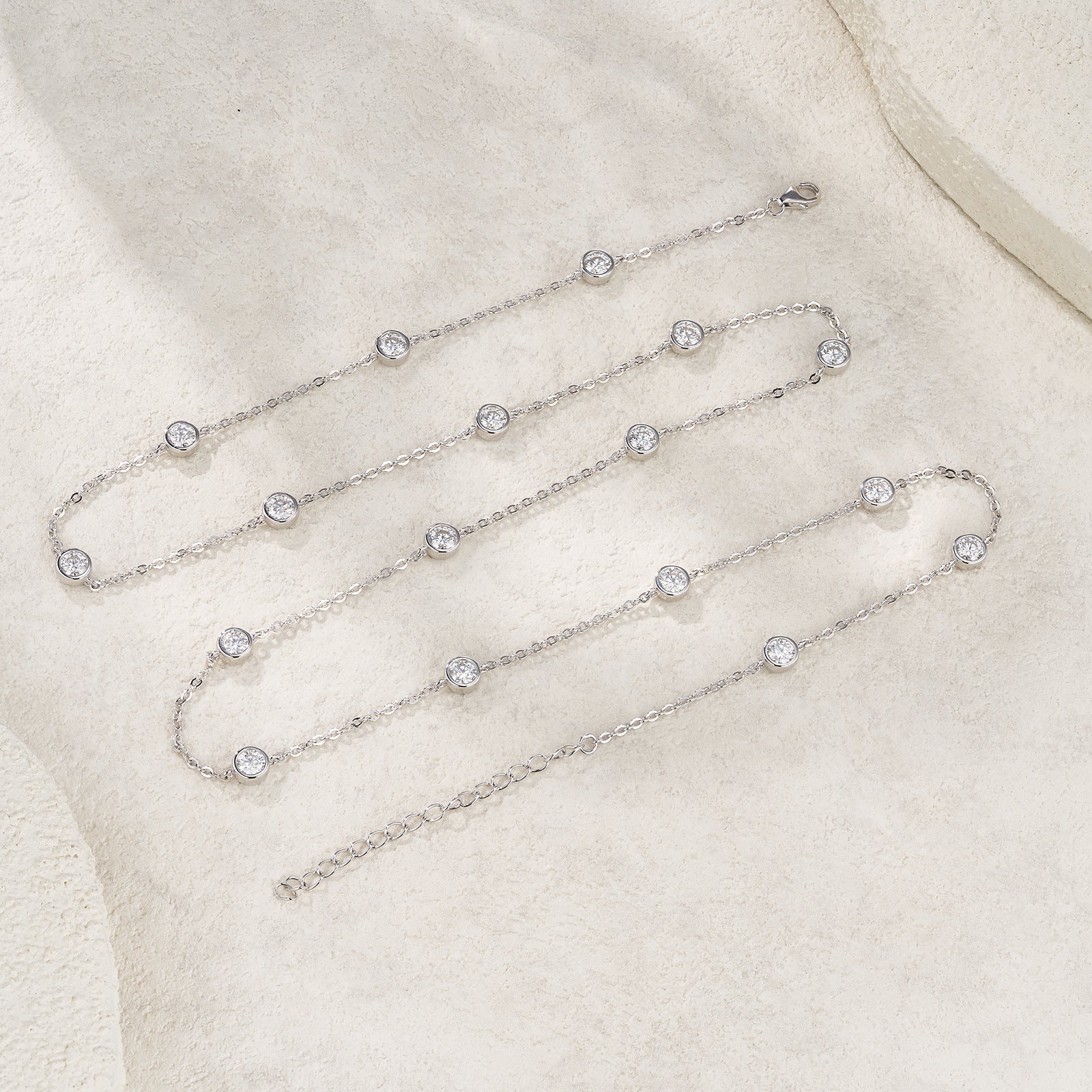 Silver Moissanite Minimalist Design Light-luxury Tassel Clavicle Necklace