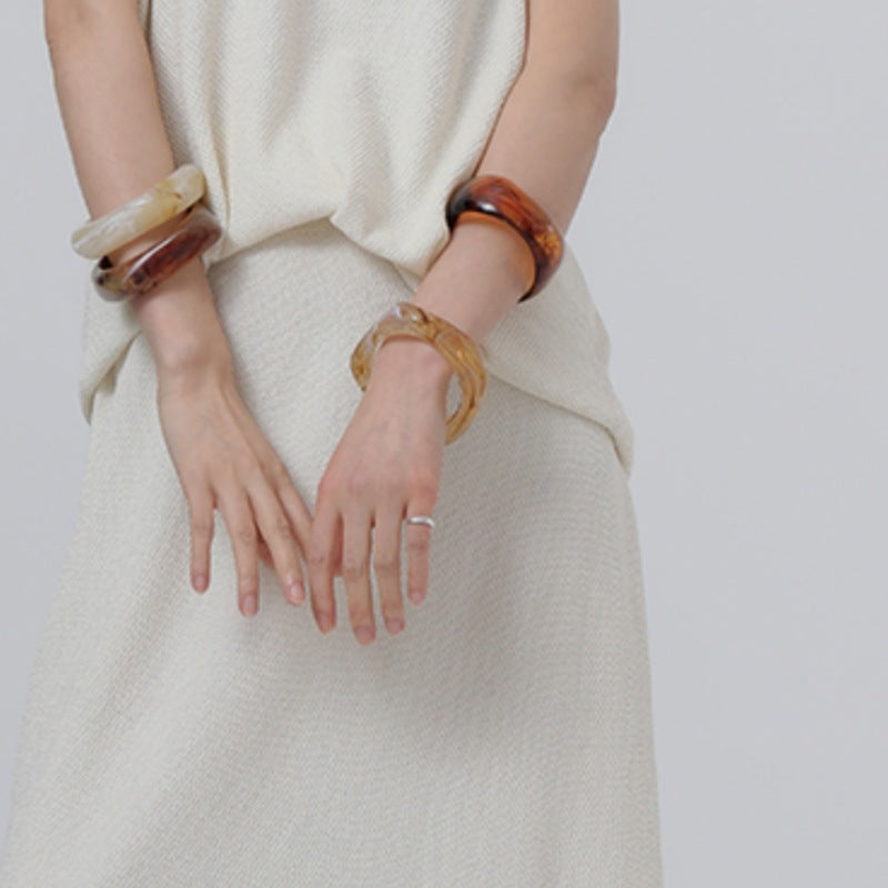 Irregular Acrylic Wide-Edge Bracelet For Women