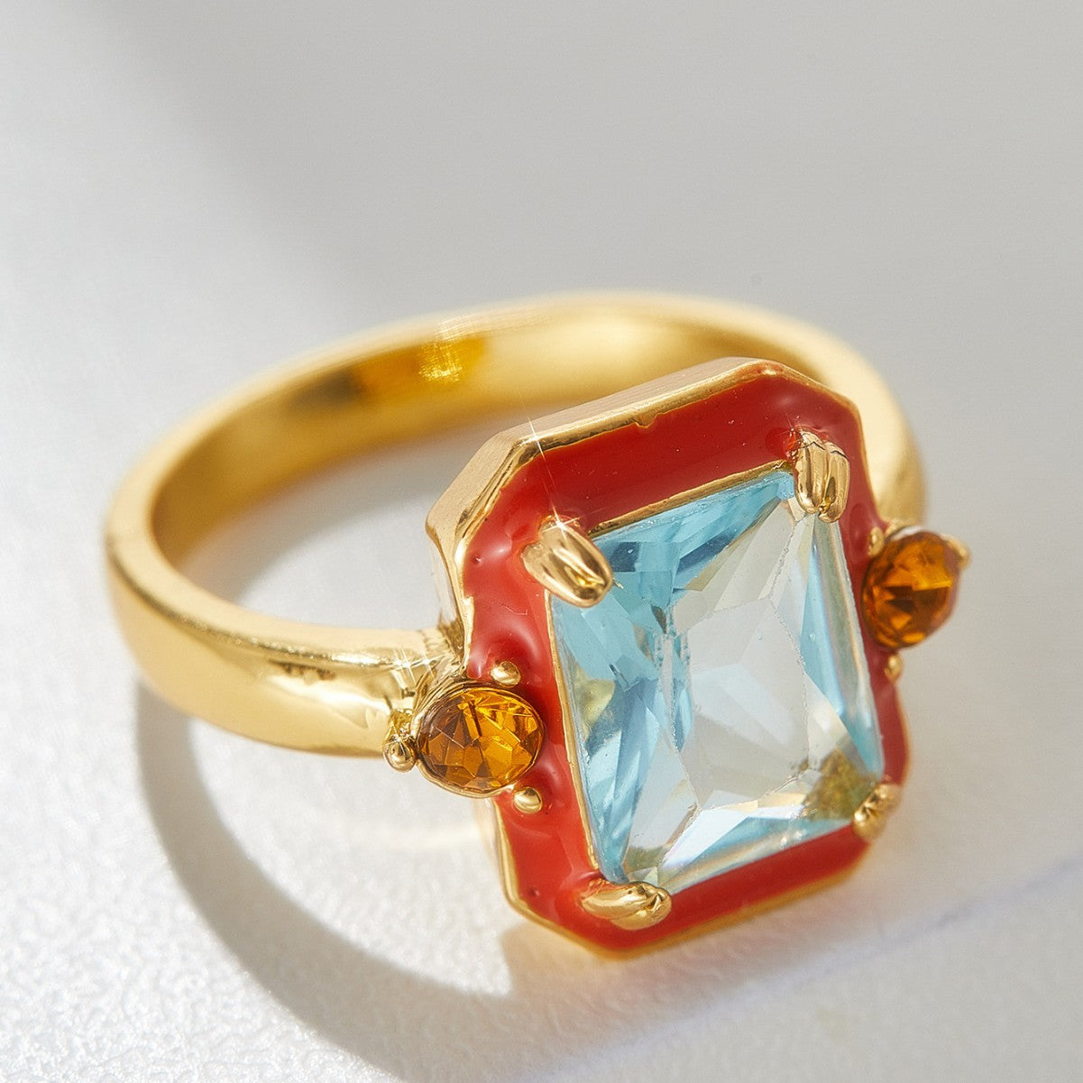 Colorful Zircon Index Finger Ring In A Street-style Hip-hop Vibe