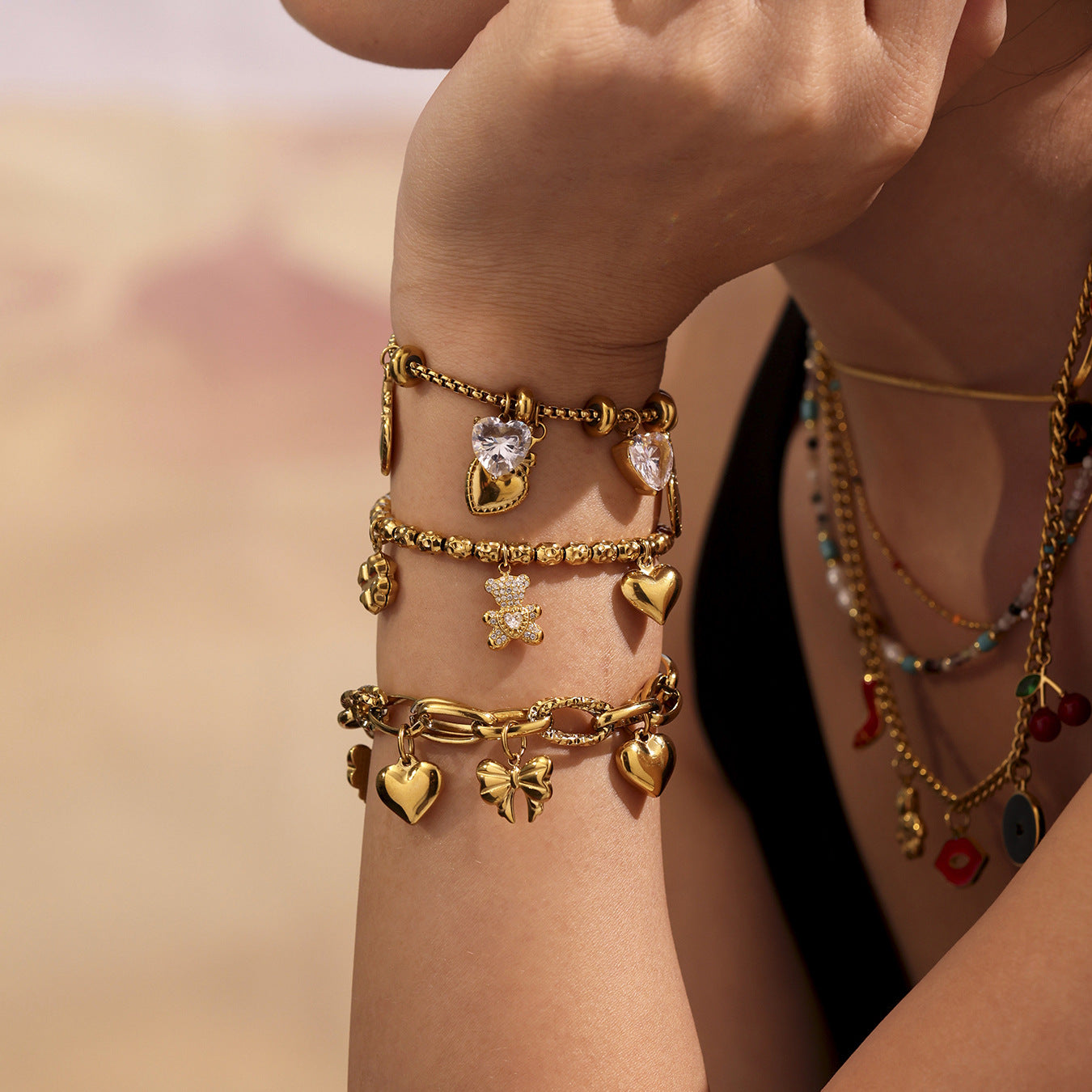 Ferris Wheel Heart Tassel Solitaire Bracelet