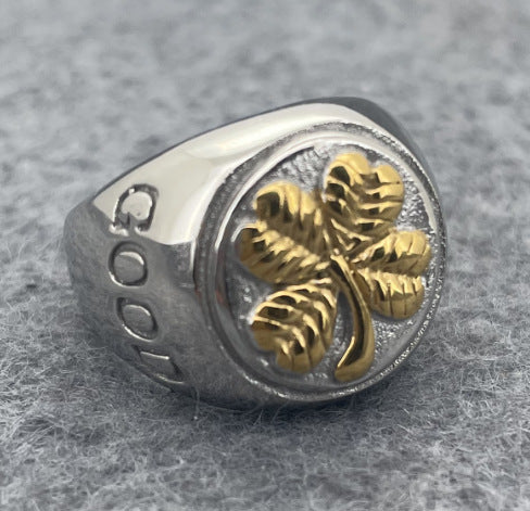 GOOK LUCK Vintage Four-Leaf Clover Ring