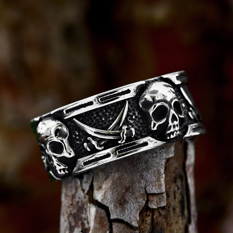 Steel Warrior New Stainless Steel Punk Hip Hop Skull Ring