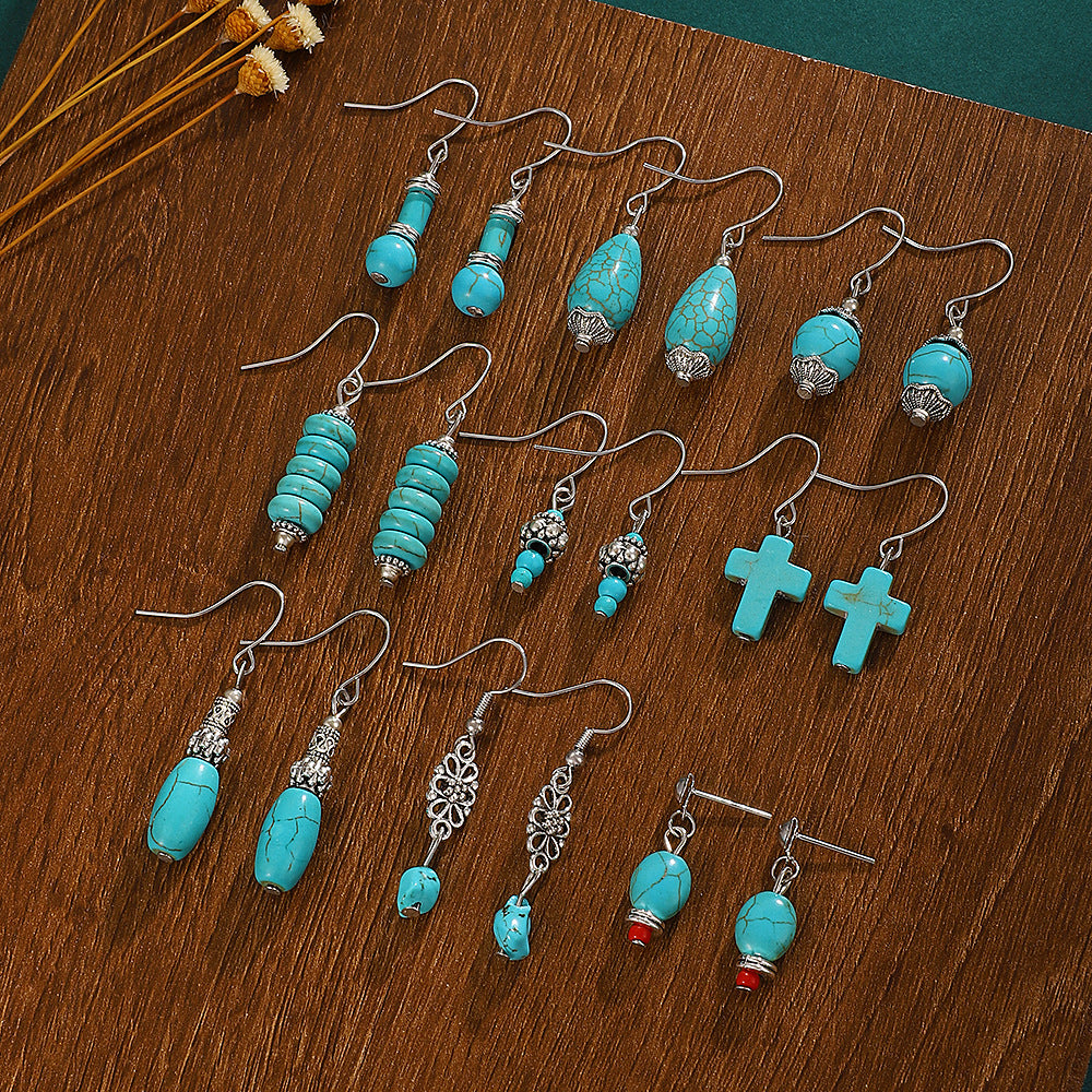 Turquoise Earrings Pendant Bohemian Womens Earrings