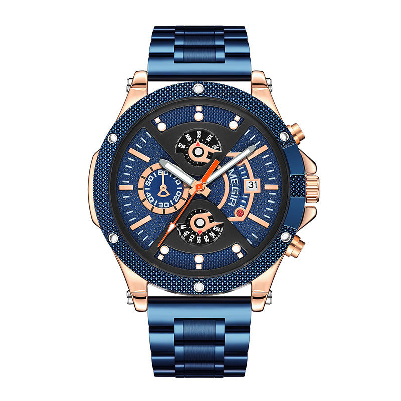 Steel Belt Multifunctional Sports Watch Men's Waterproof Luminous