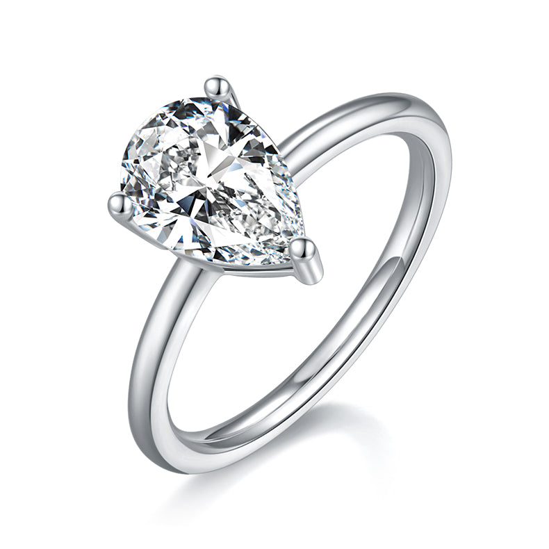 Pear-shaped Moissanite Set With Top-quality Moissanite Luxury And Fashionable Light Luxury Jewelry Silver Ring S925 Silver Electroplated With Platinum