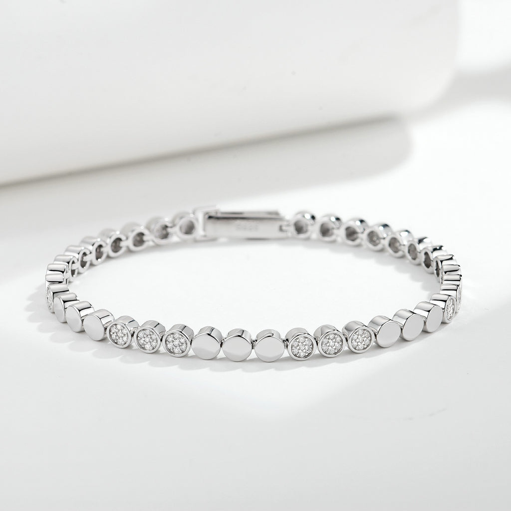 Silver-Plated Gold Round Moissanite Bubble Niche High-End Womens Bracelet