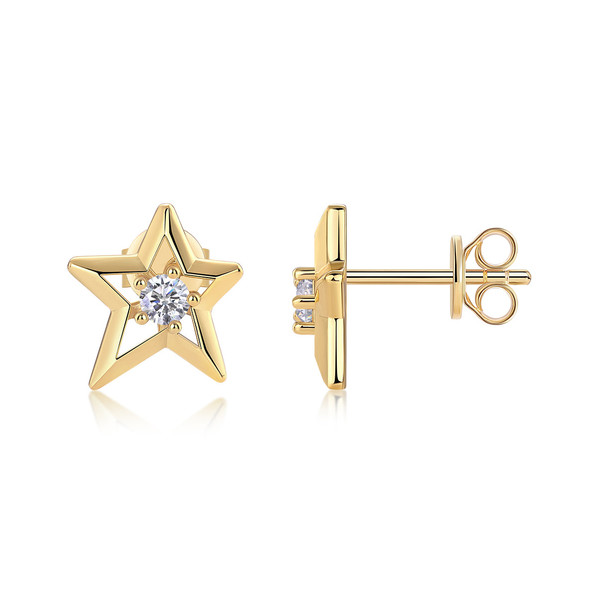 Star Star - Premium Moissanite Luxury Fashion Light Luxury Jewelry Silver Stud Earrings S925 Silver Electroplated Gold