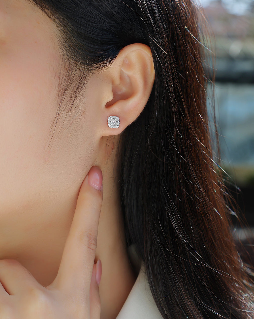 Fog Sea - Earrings Set With Top-quality Moissanite S925 Silver And Platinum-plated Stud Earrings, A Fashionable And Trendy Accessory, Can Be Tested With A Diamond Pen