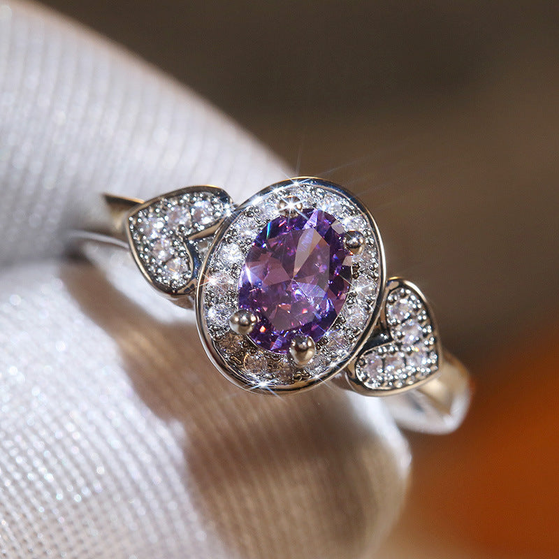 Creative Vintage Purple Zircon Womens Ring