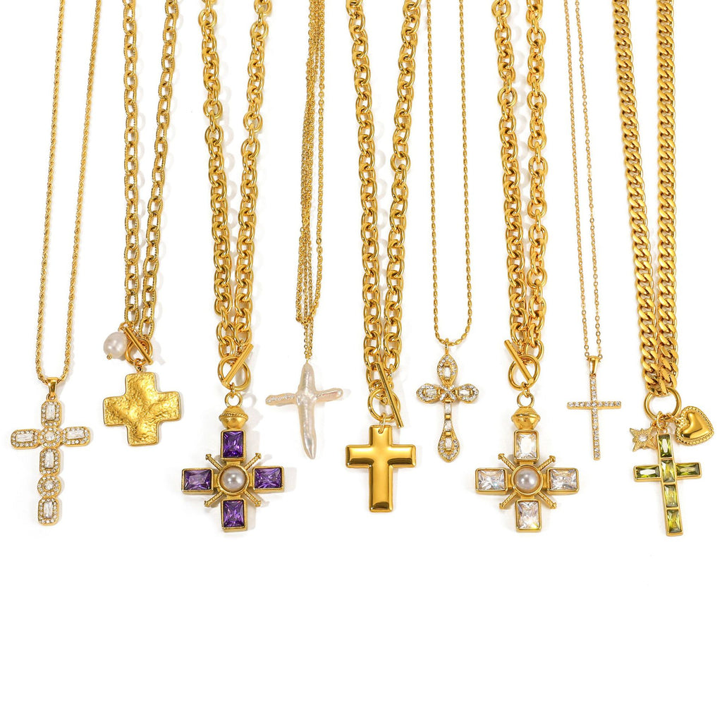 Titanium Steel Cross Pendant For Womens Sweater Chain