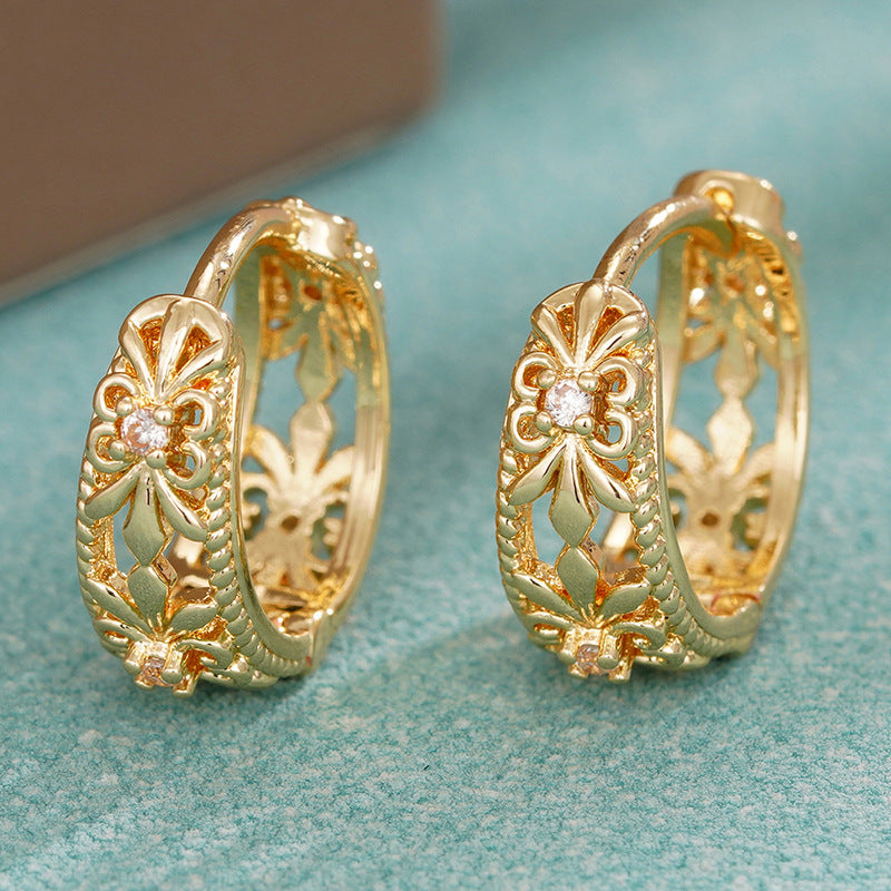 Womens Metal Cutout Flower Earrings