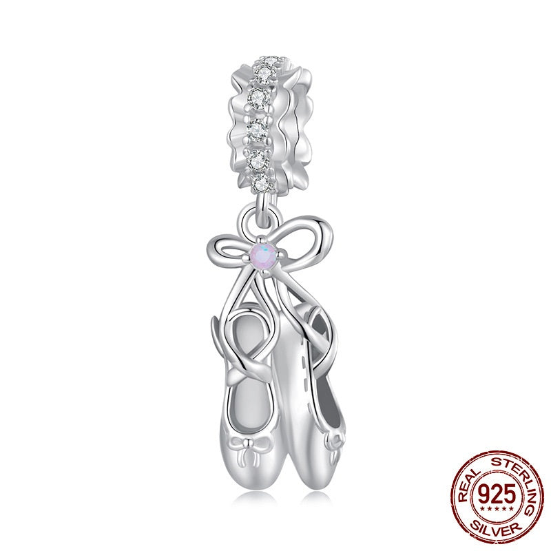 S925 Sterling Silver Fashion Ballet Dance Shoe Pendant