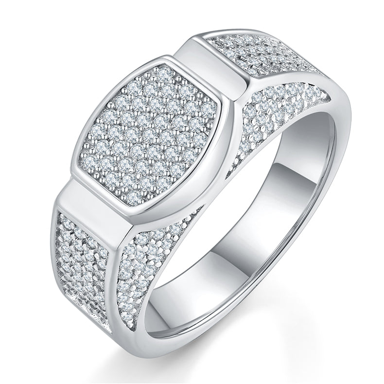 Men's Luxury And Fashionable Light Luxury Jewelry Silver Ring S925 Silver-plated Platinum Set With Top-quality Moissanite
