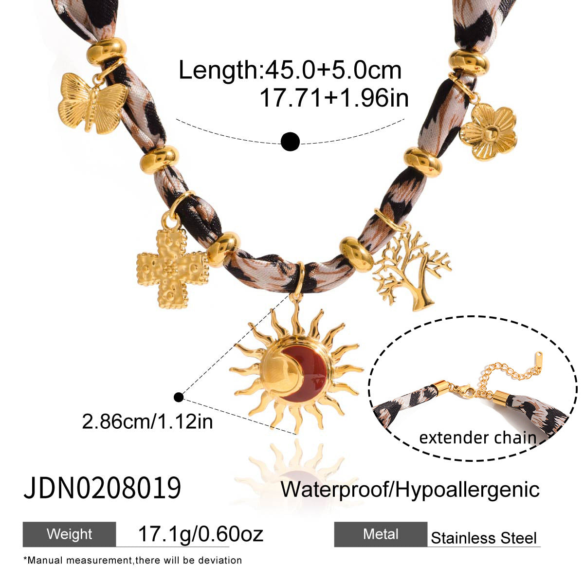 Womens Stainless Steel Lace-Up Silk Scarf Necklace