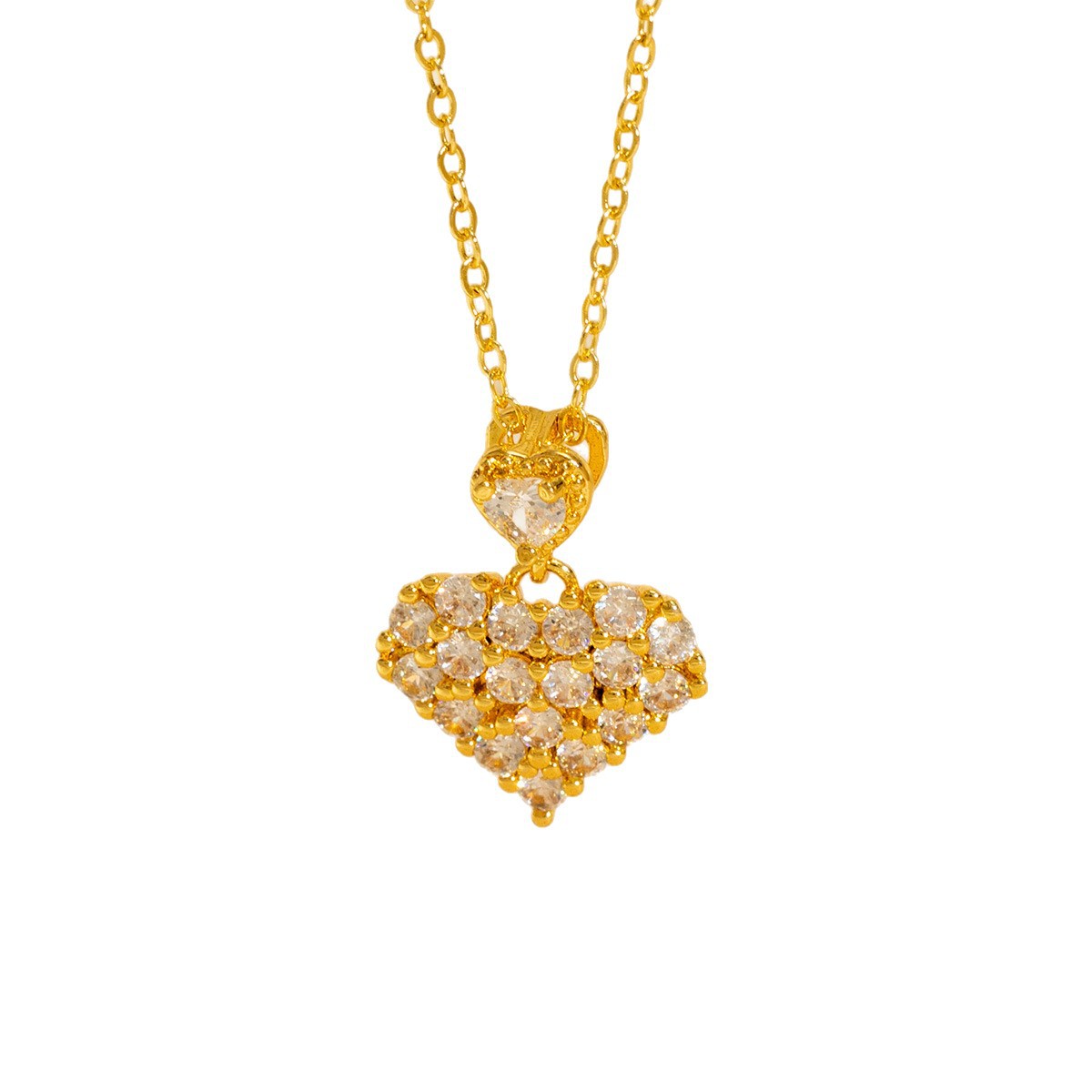 Light-luxury Vintage Micro-pave Zircon Heart Sweater Chain