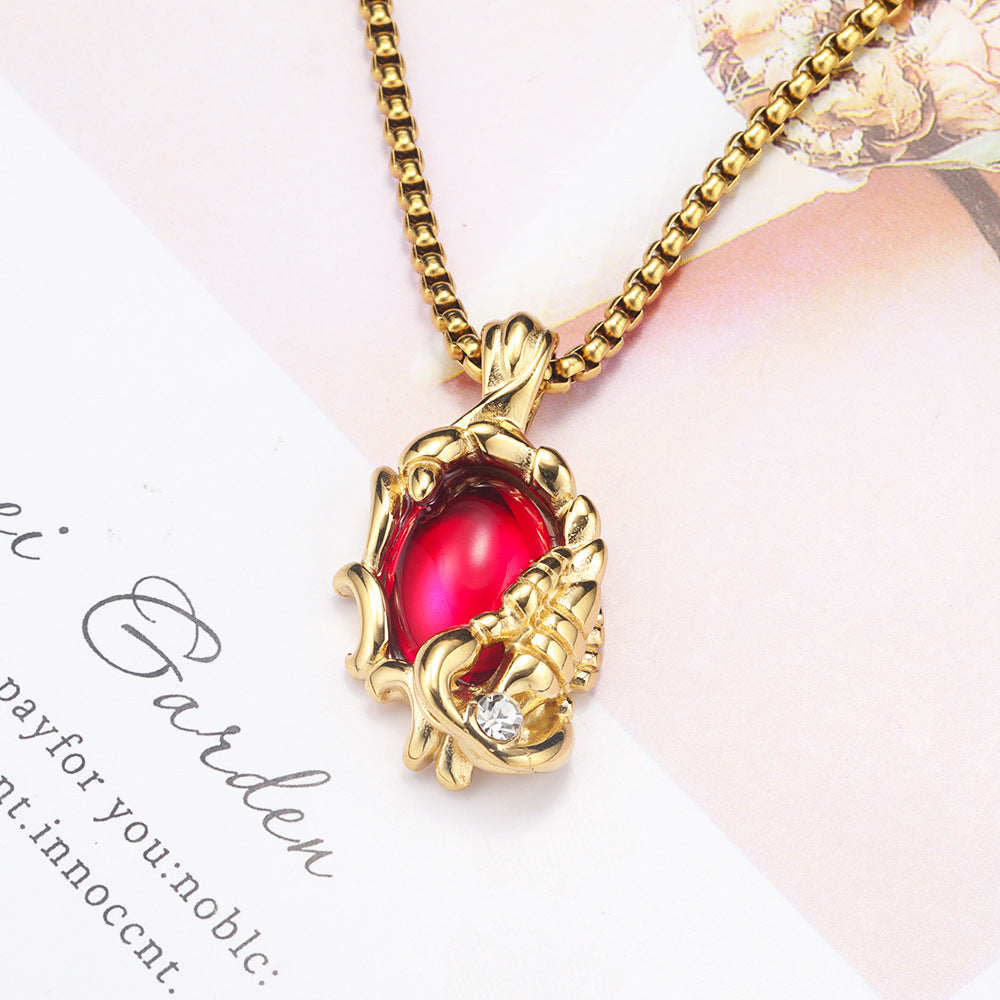 Fashion Transparent Gem Men's Titanium Steel Pendant