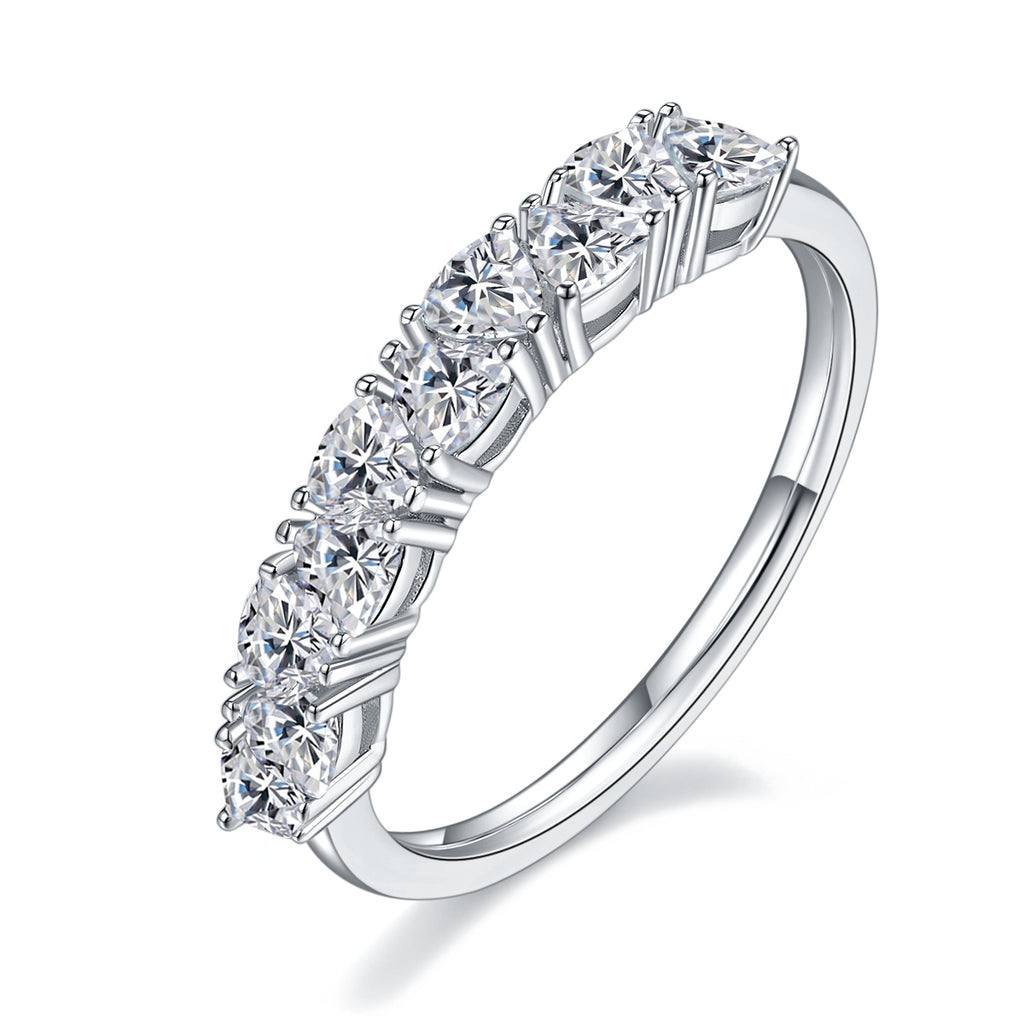 A Luxurious And Fashionable Light Luxury Jewelry Silver Ring Set With Top-quality Moissanite, S925 Silver Plated With Platinum
