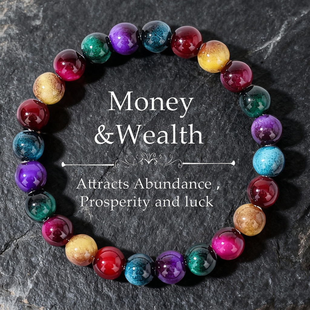 New Trendy Beaded Colorful Faux Tigers Eye Bracelet For Women