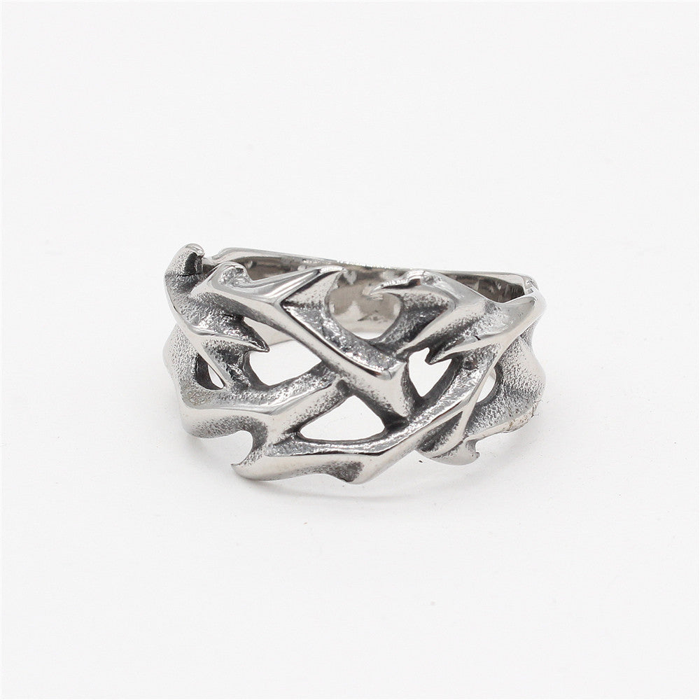 Vintage Dragon-Design Totem Flame Mens Titanium Steel Ring