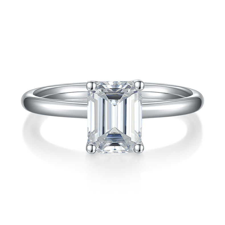 Octagonal Moissanite Set With Top-quality Moissanite Luxury And Fashionable Light Luxury Jewelry Silver Ring S925 Silver Electroplated With Platinum