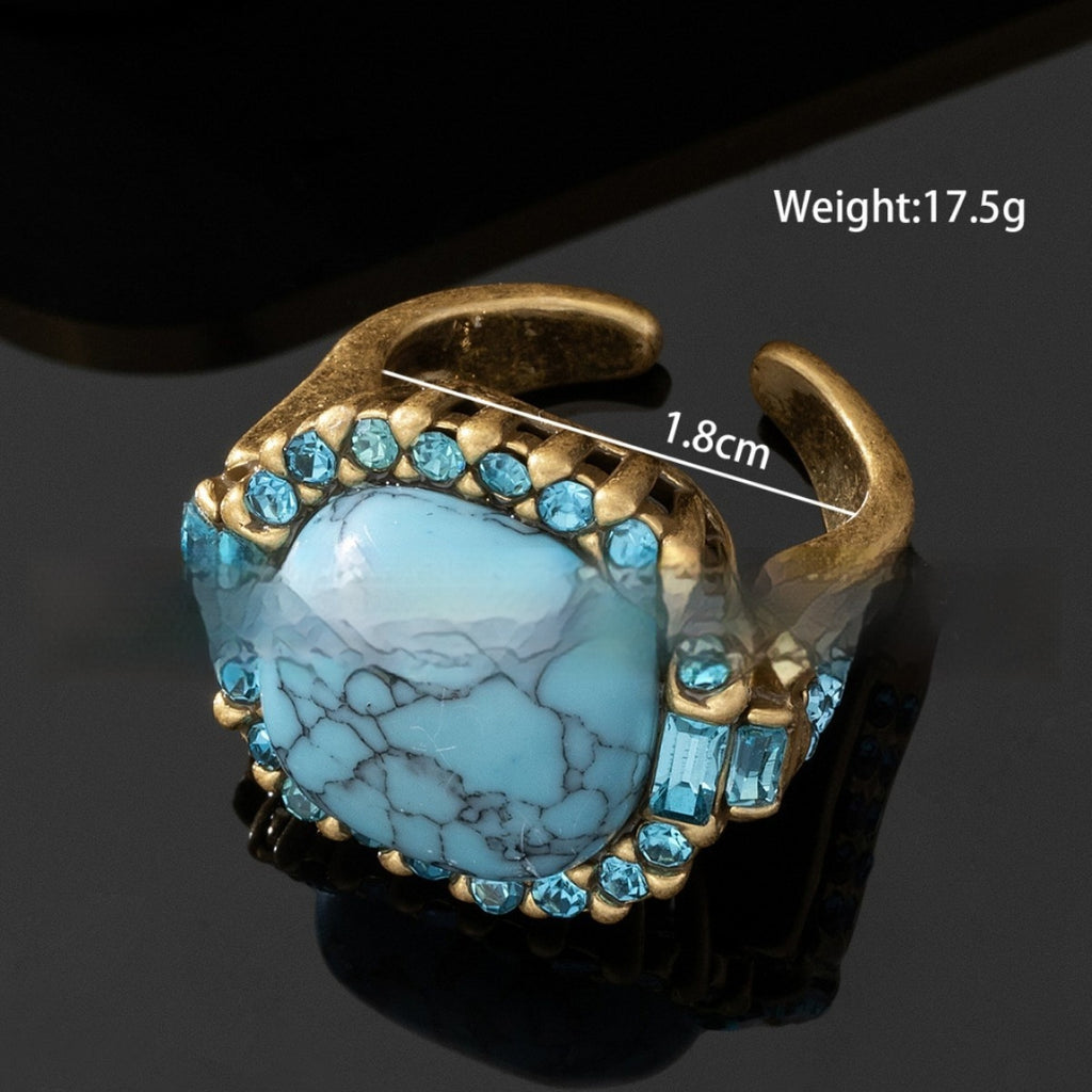 European And American Retro Turquoise Jewelry Set